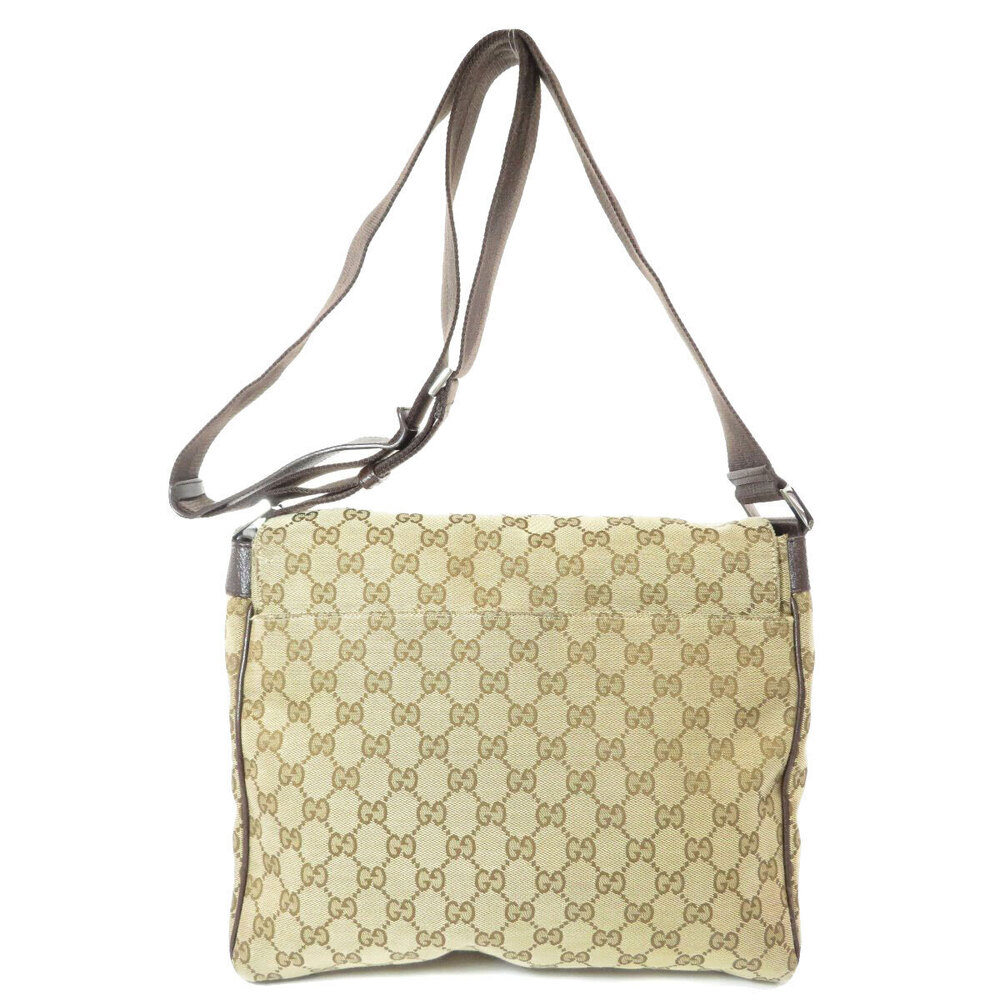 Gucci Beige Canvas Bag Flap GG Messenger Tan